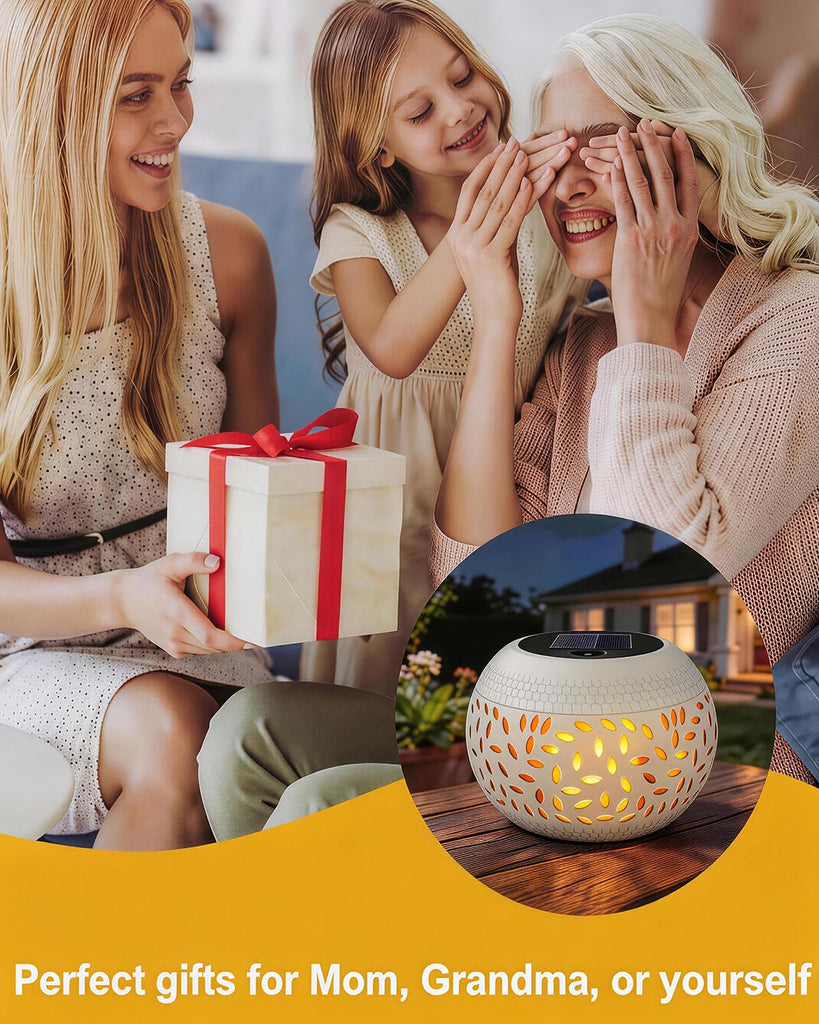 Lanterns Outdoor Waterproof, Flickering Flame Solar Table Lantern