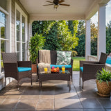 4 Pieces Patio Rattan Chair Wicker, Outdoor Indoor Use Backyard Porch Garden Poolside Balcony Furniture Sets (Blue) A106-B07WBXYLX9