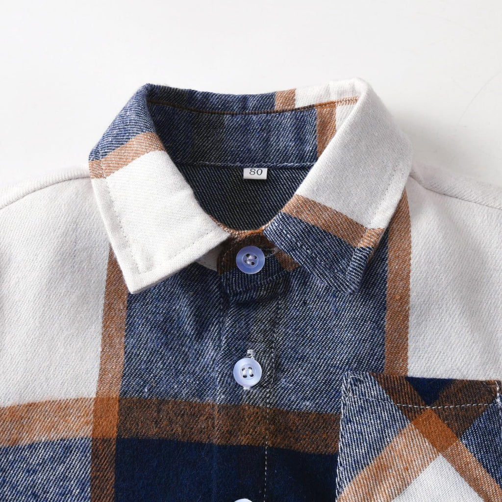 Boys Button Down Shirts Long Sleeve Toddler Flannel Plaid Clothes