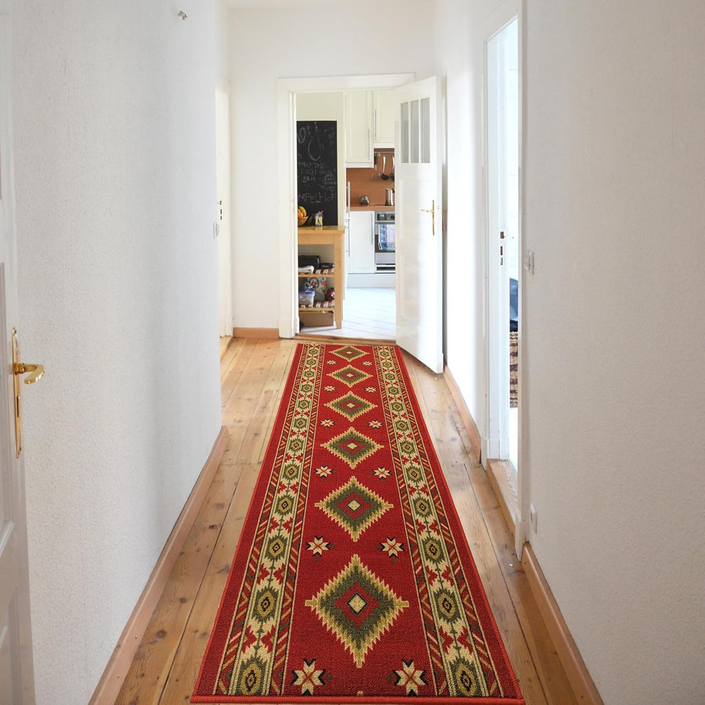 Custom-Sized Slip-Resistant Hallway Rug with Low Pile Design Absorbent, Stain-Resistant, and Washable. Perfect s