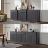 Buffet Cabinet with Storage - Accent Fluted Storage Cabinet with 6 Doors & 3 Drawers Sideboard Credenza Buffet Table