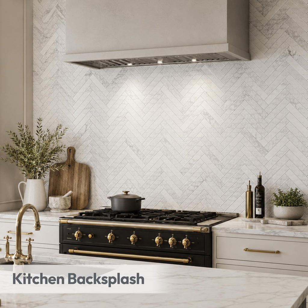 Carrara White Natural Marble Mosaic Tile, Polished, 5 Sheets