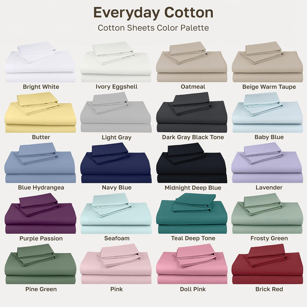 Queen Sheet Set - Natural 100% Cotton Sheets Queen Bed Set with Deep Pockets, Soft Sateen Weave, Breathable and