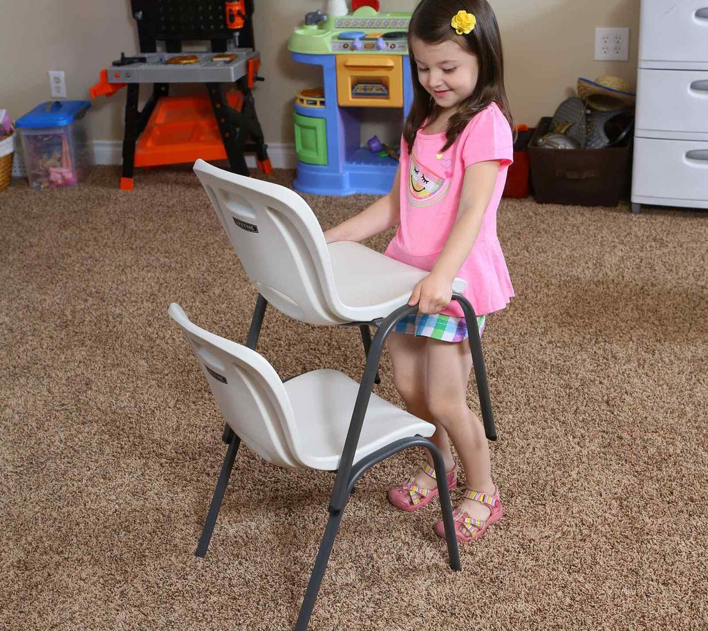 Kids Stacking Chair, Almond