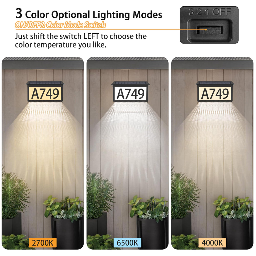 Solar Address Sign, House Numbers for Outside Light Up Waterproof