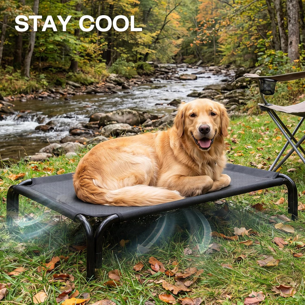 Raised Dog Bed for Large Dogs, Heavy Duty Washable Dog Bed for Indoor Outdoor Use, Extra Large Dog Cot with Dual-Tube