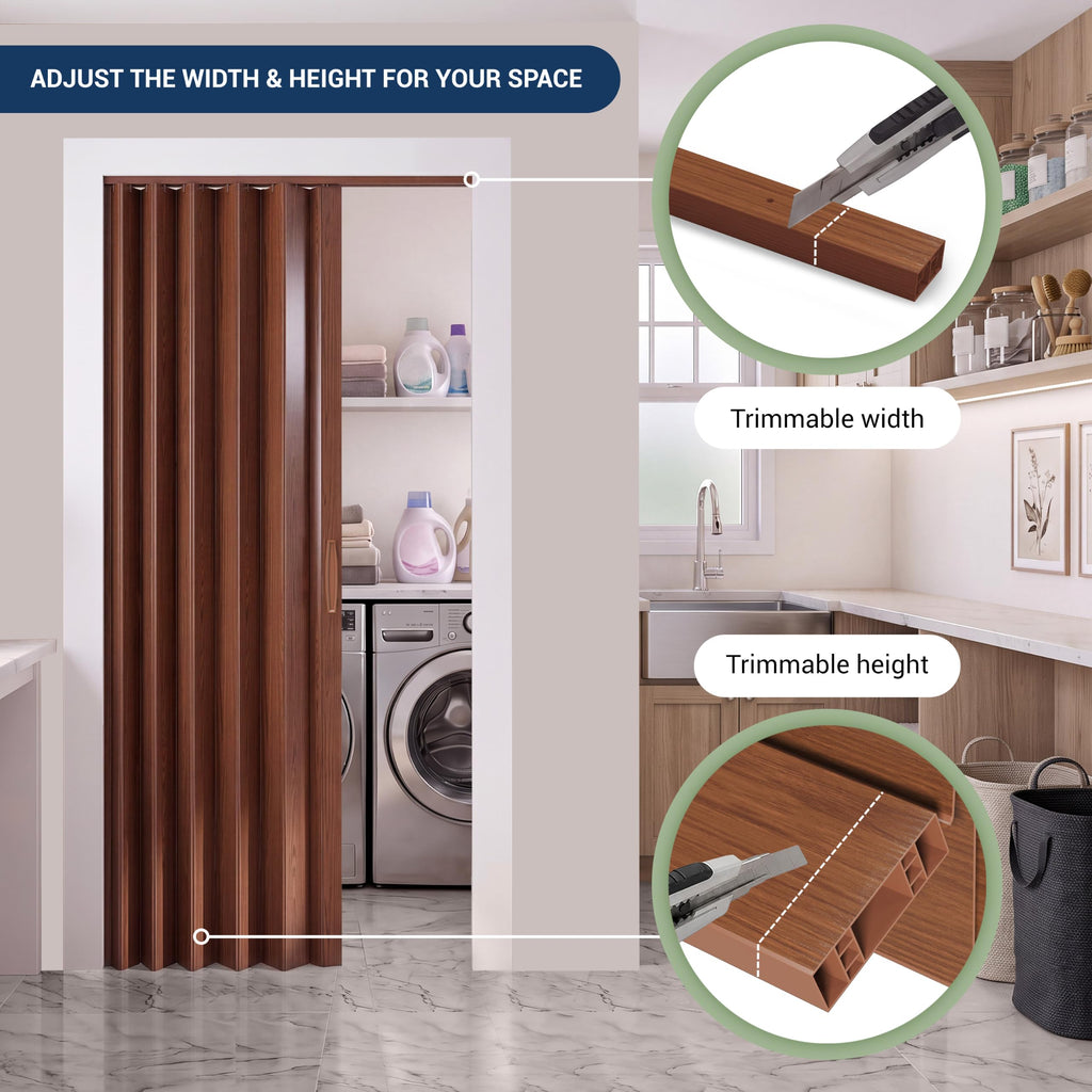 Studio Series 32" x 80" PVC Foldable Accordion Door, Walnut