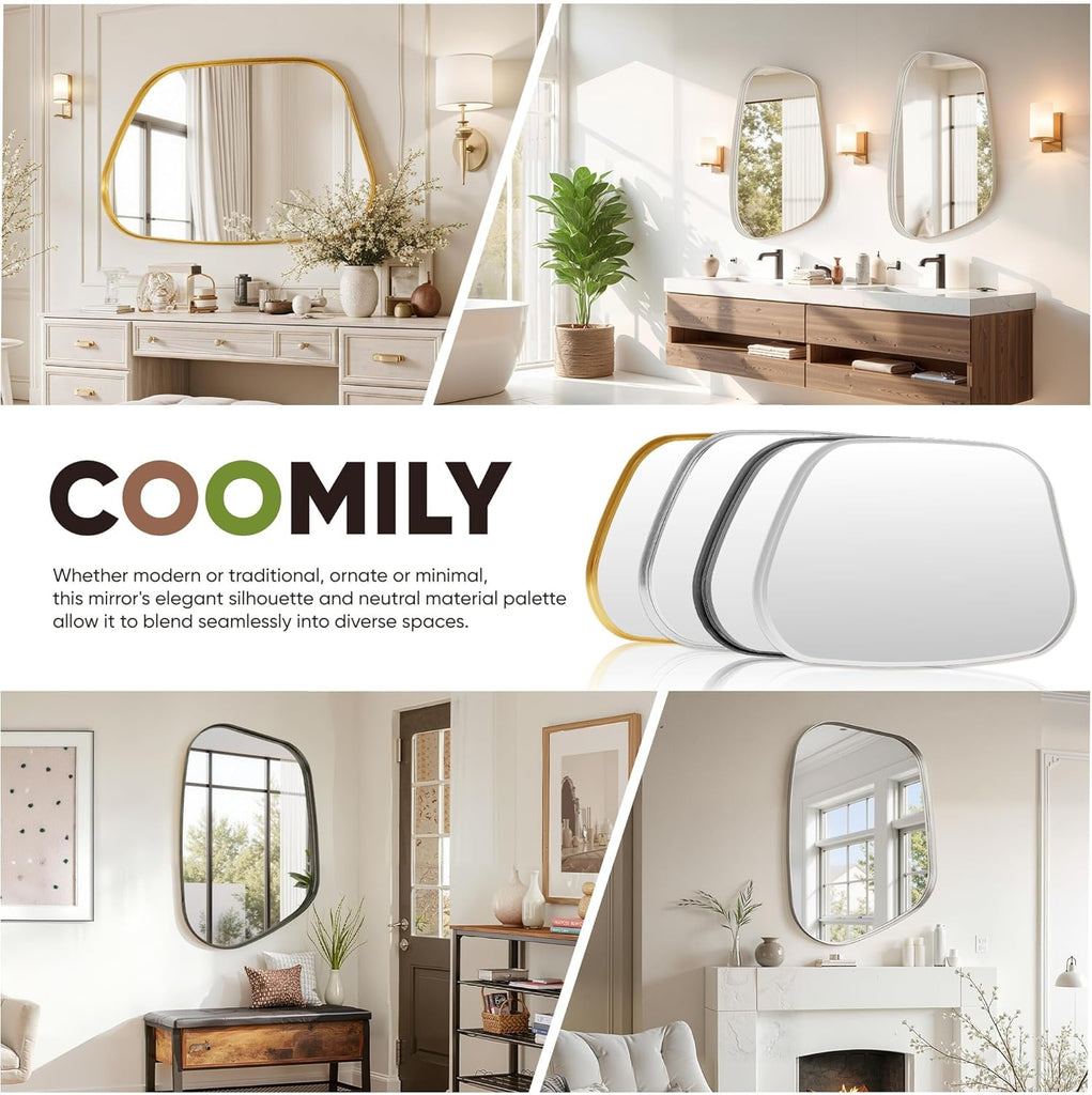 Irregular Wall Mirror 22"x30" Bathroom Mirrors Asymmetrical Artistic Decorative Bedroom Bathroom Hallway Entryway