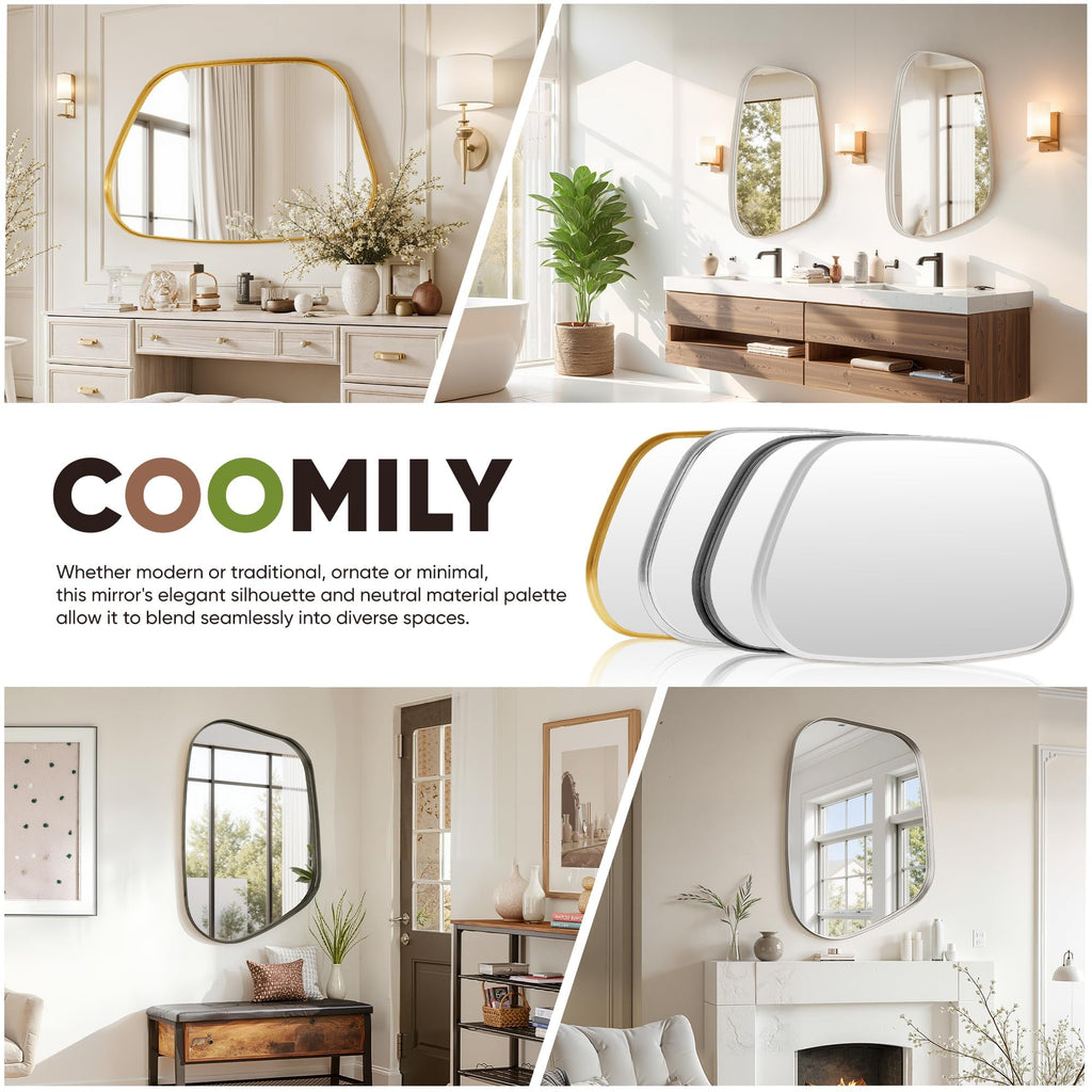 Irregular Wall Mirror 26"x40" Bathroom Mirrors Asymmetrical Artistic Decorative Bedroom Bathroom Hallway