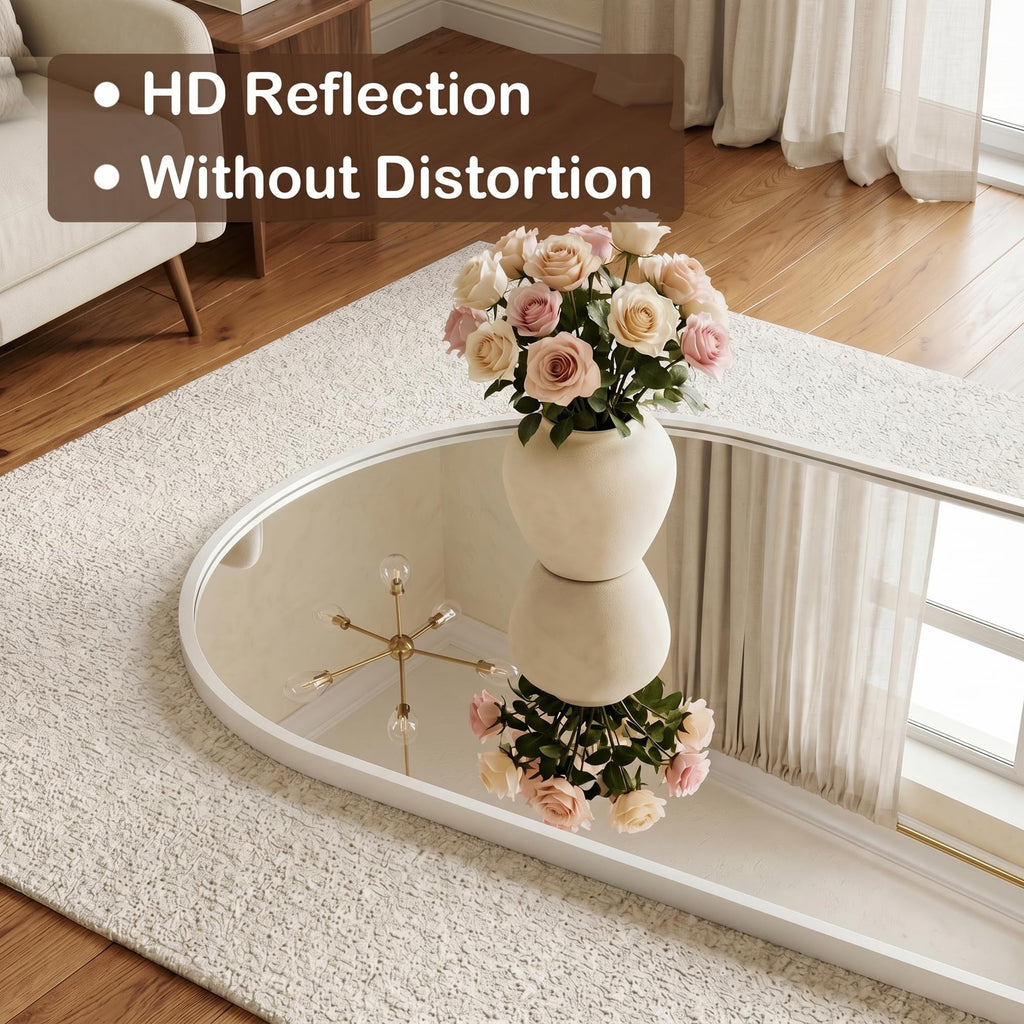 Full Length Mirror, 48" x 14" Over-the-Door Hanging Mirror, White
