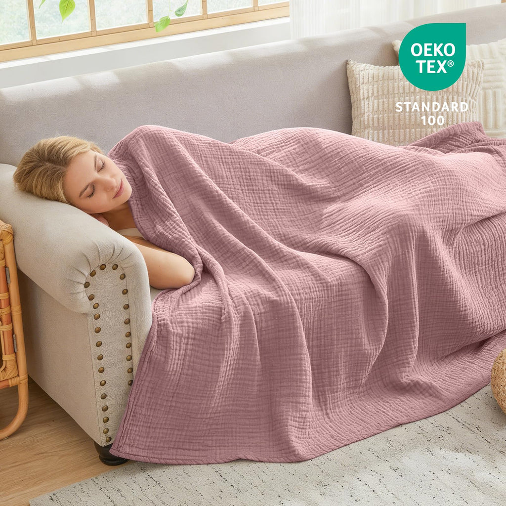 Muslin Blankets Adults Large Throw Blanket Couch Dusty Pink 50" x 71"