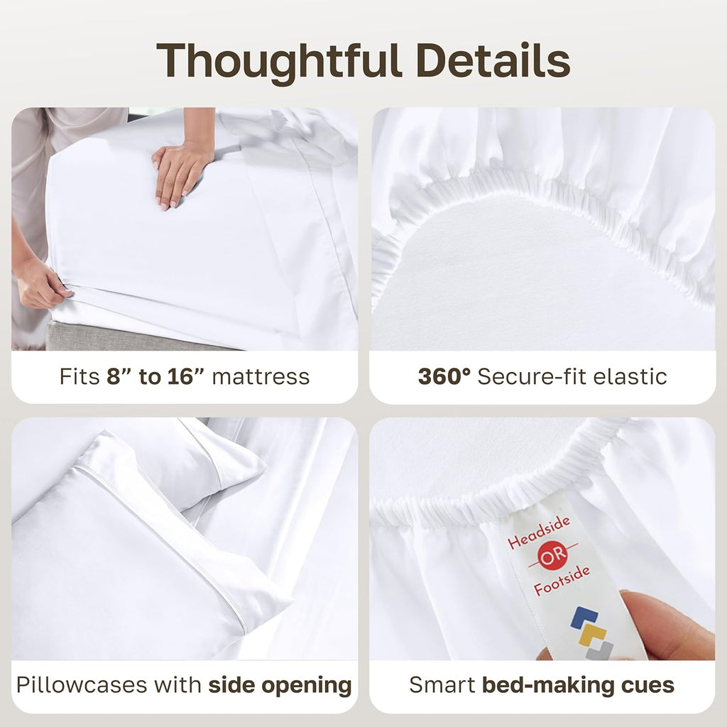 Soft 100% Cotton King Sheet Set, 400 Thread Count Good Housekeeping Award Winner, Silky Smooth Sateen Weave with Deep