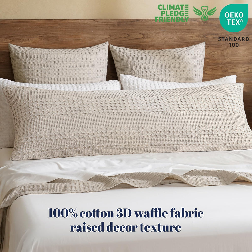 Cotton Waffle Body Pillowcase 20" x 54", Oatmeal, No Insert