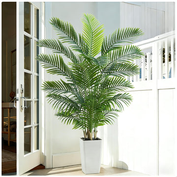 Artificial Palm Tree, 6FT Tall Faux Plants Indoor with White Planter