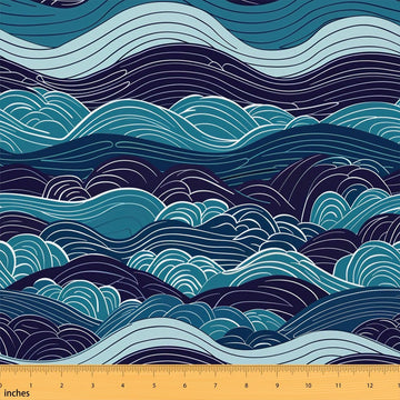 Great Wave Fabric by The Yard Japanese Style Soft Not Stretchy