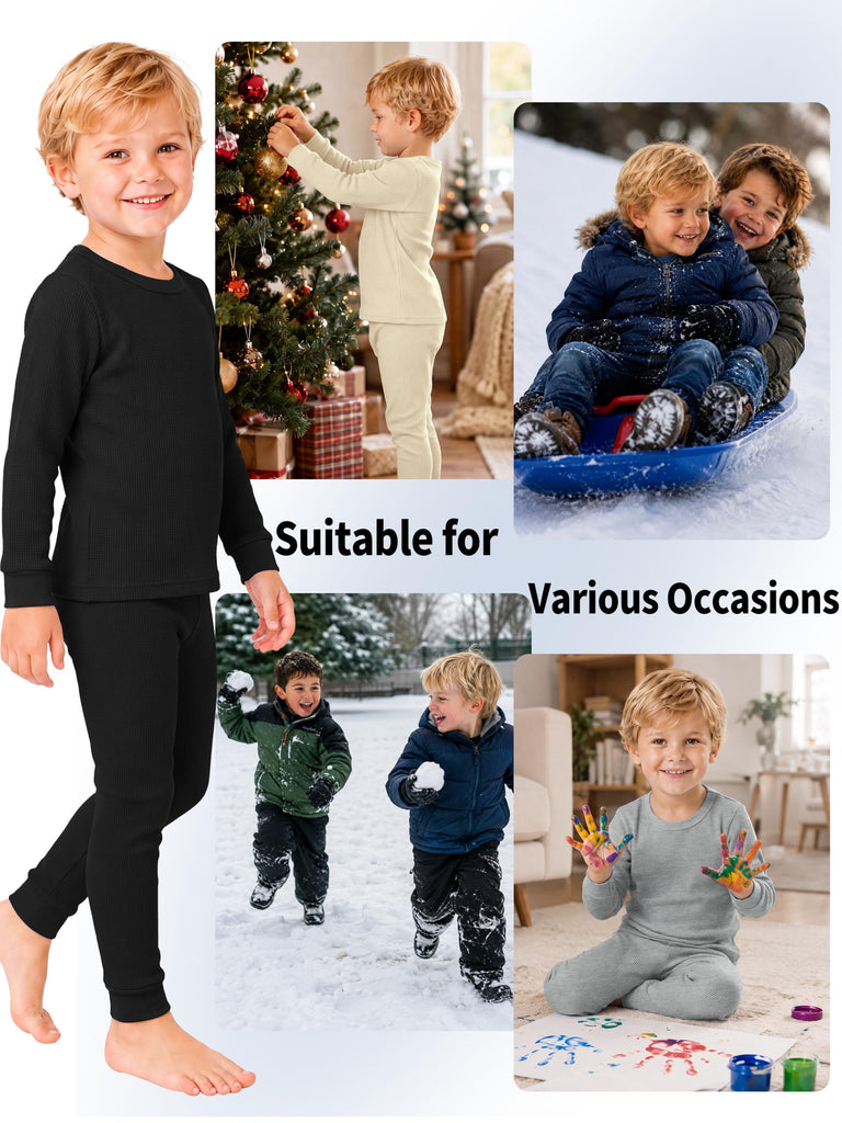 3 Set Thermal Underwear for Kids Toddler Long Johns Base Layer