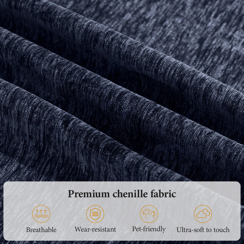 24" Square Modular Ottoman for Sectional Sofa, Tufted Chenille Upholstered Footrest, Cloud Sofa Ottoman, Blue
