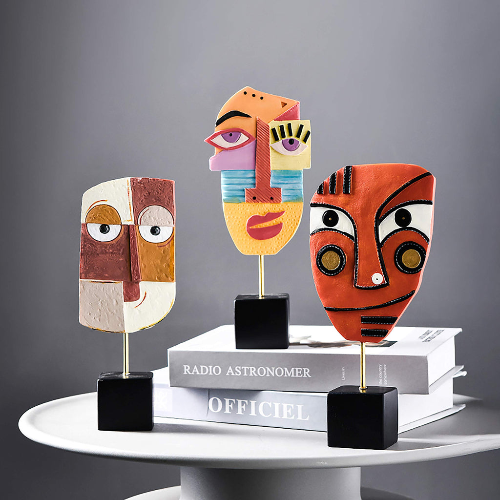 Wink - Handcrafted Statues Resin Abstract Sculpture Decor Modern, African Art Tribal Figurines Decorations Items