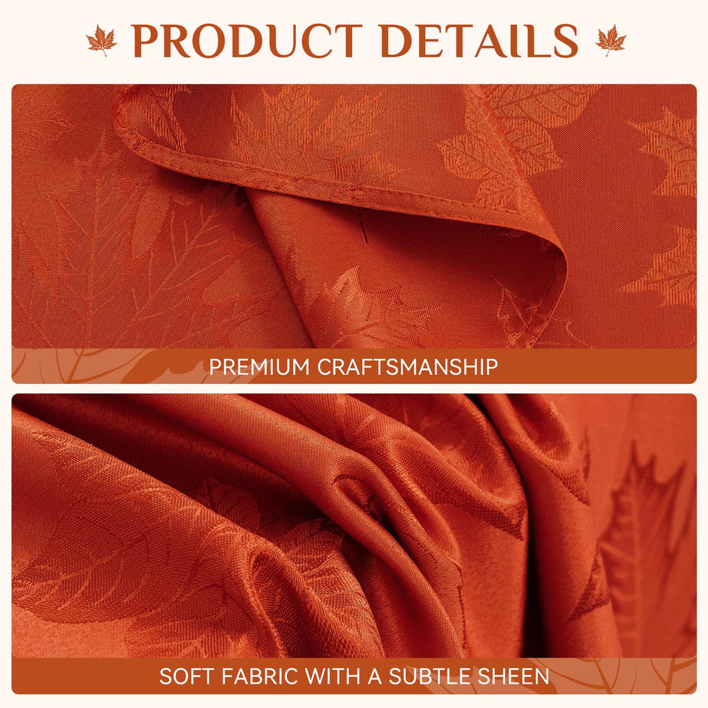 Fall Jacquard Dinner Napkins 20 x 20 Inch Set of 4, Burnt Orange