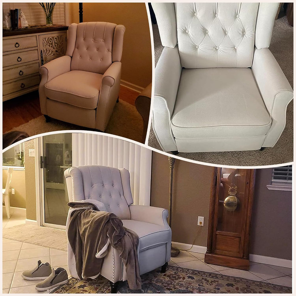 Push Back Recliner Chair, Mid Century Modern Wingback Chair, Comfy Armchair Fabric Living Room Chairs with Rivet