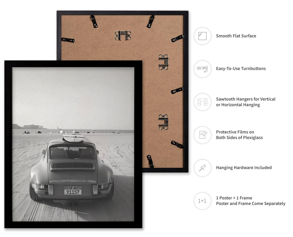 Classic Car Poster - Car in the Desert Print - Automobile Art - Transportation Design - Black and White Illustration