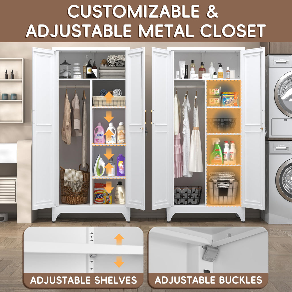 Armoire Wardrobe Closet, 71" H Wardrobe Cabinet with Locking Doors