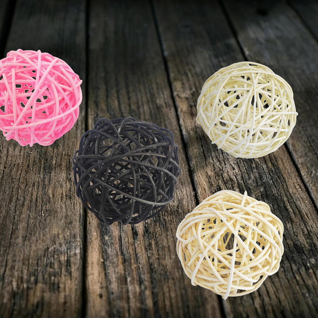 3.2 Inch Wicker Rattan Balls, Decorative Orbs Vase Fillers for Centerpiece Bowls, Wedding Party Table, Home - Set of 6