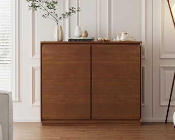 39"Real Wood Veneer Narrow Sideboard Buffet, Entryway Storage Cabinet