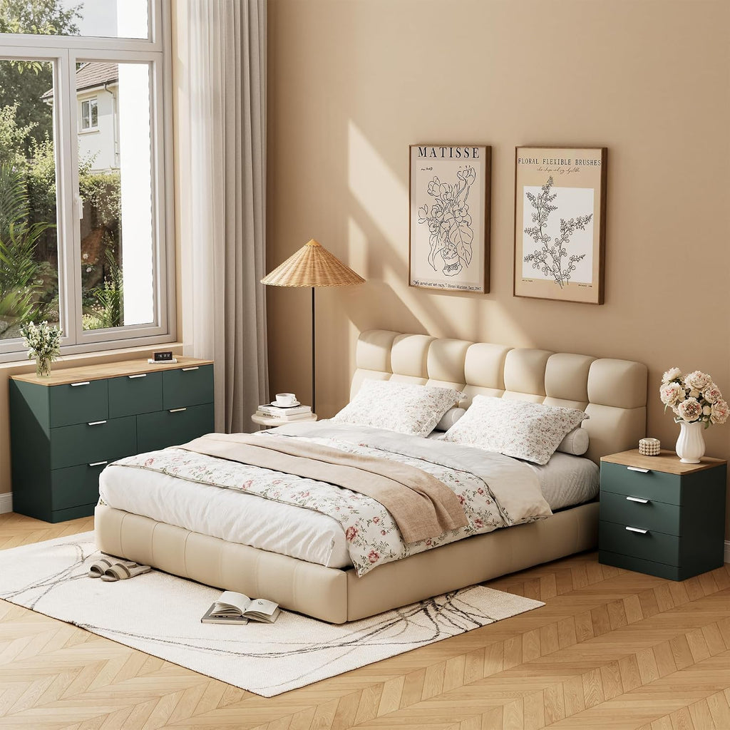 7 Drawer Dresser , 47.2" Wide Modern Chest of Drawers with 7 Large Storage Space with Curved Edge Design, Large
