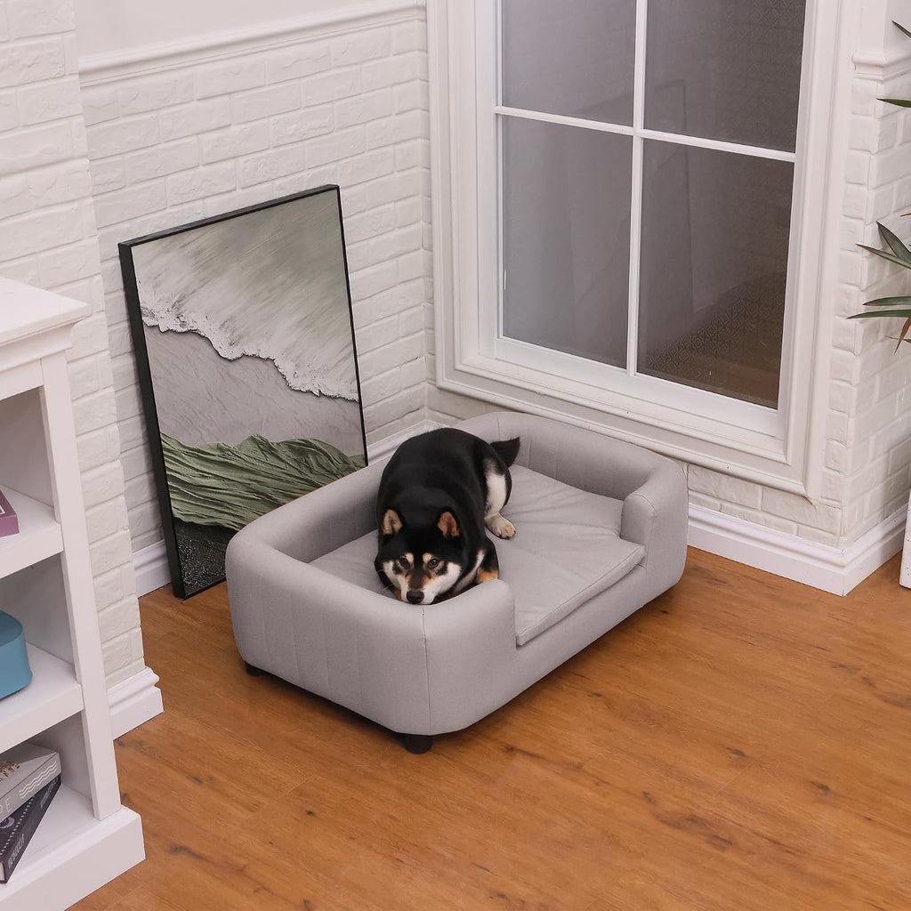 37-Inch Modern Pet Sofa with PU Scratch-Resistant Fabric and Adjustable Legs, Elevated Dog Couch for Small and Medium