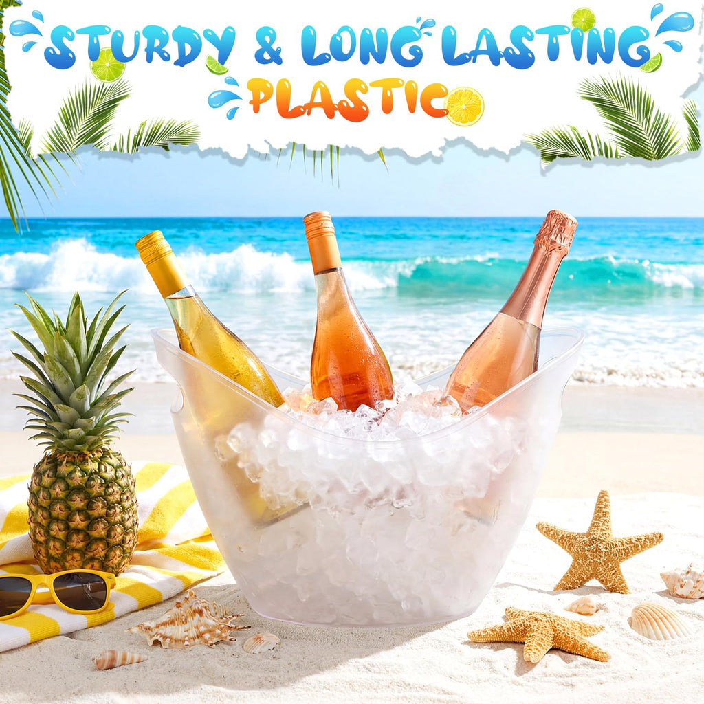 24 Pcs 4 L Ice Bucket for Parties, Plastic Oval Tub, Clear