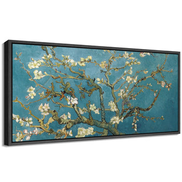Extra Large Framed Canvas Print Wall Art Almond Blossom Branches Van Gogh Style Botanical Retro Fine Art