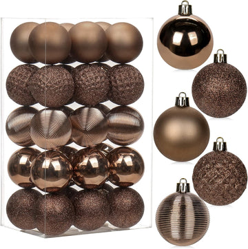 2" Christmas Ball Ornaments Shatterproof Brown Christmas Tree Decorations Xmas Tree Balls Halloween Ornaments - Set of 30