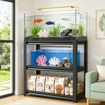 40 Gallon Fish Tank Stand, Metal Aquarium Stand, Adjustable Heavy Duty Garage Storage Shelving Rack, 3-Tier Fish Tank
