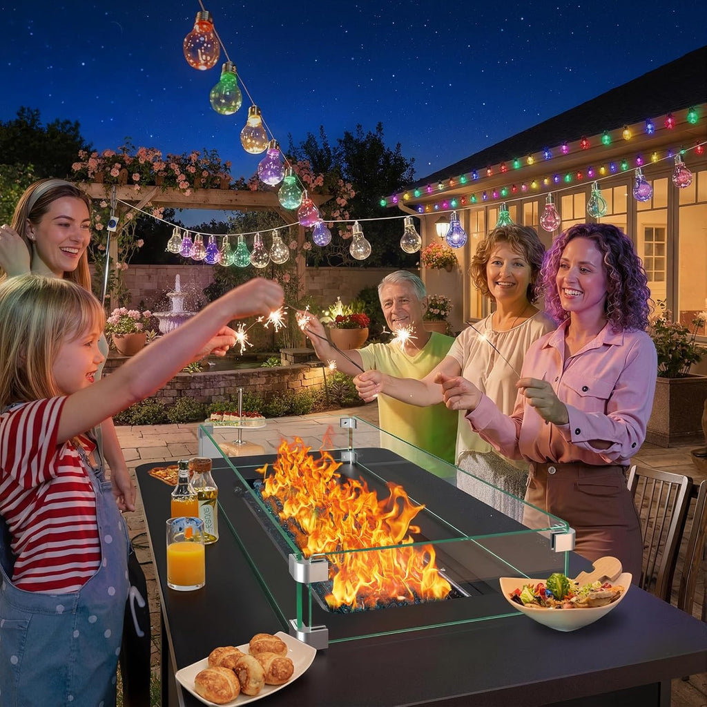 43" Rectangular Propane Fire Pit with RGB Lighting Strip