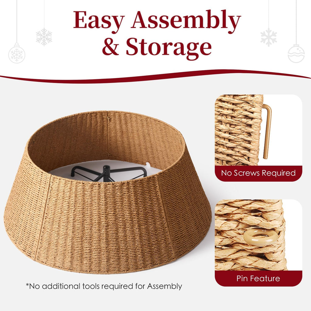 36in Extra Large Christmas Tree Collar - Wicker Woven Tree Collars for Artificial Trees - Large Rattan Rustic