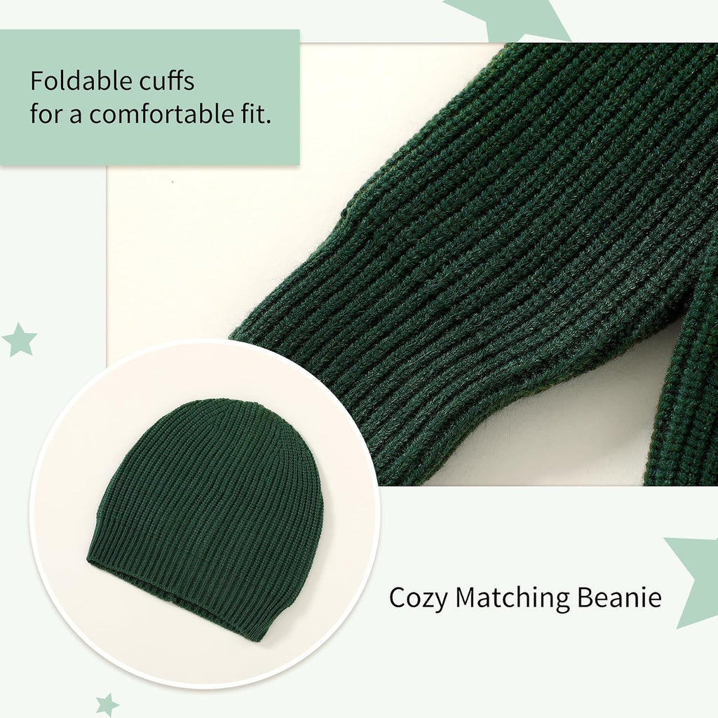 Toddler Baby Boy Girl Sweater Warm Crewneck Pullover Knit Long Sleeve Tops with Hat Fall Winter Clothes