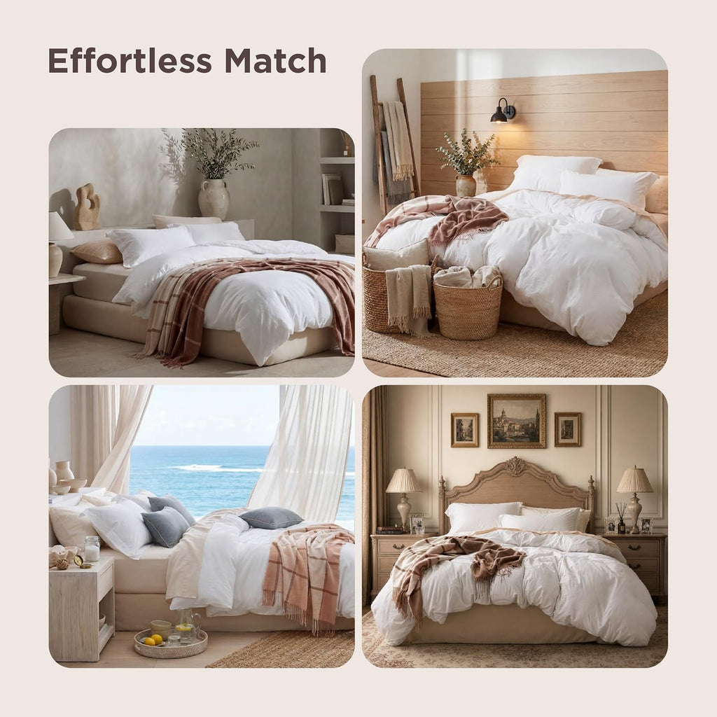 White Duvet Cover King - 3 Pieces Prewashed Cotton-Like Polyester Extra Soft Bedding Set, Includes 1 Duvet Cover