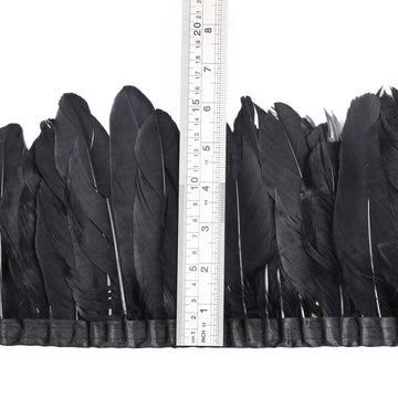 Duck Goose Feather Trim Fringe 2 Yards (Black)
