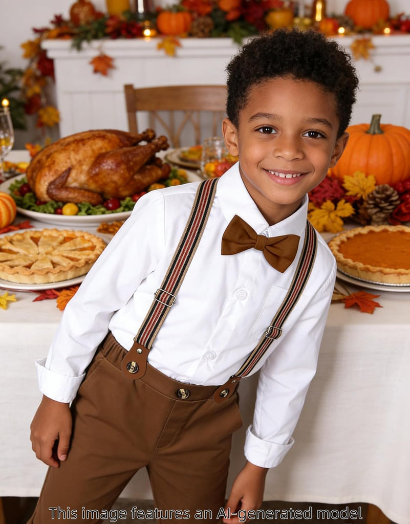 Toddler Boy Suit Baby Dress Outfit, Suspender & Bow Tie
