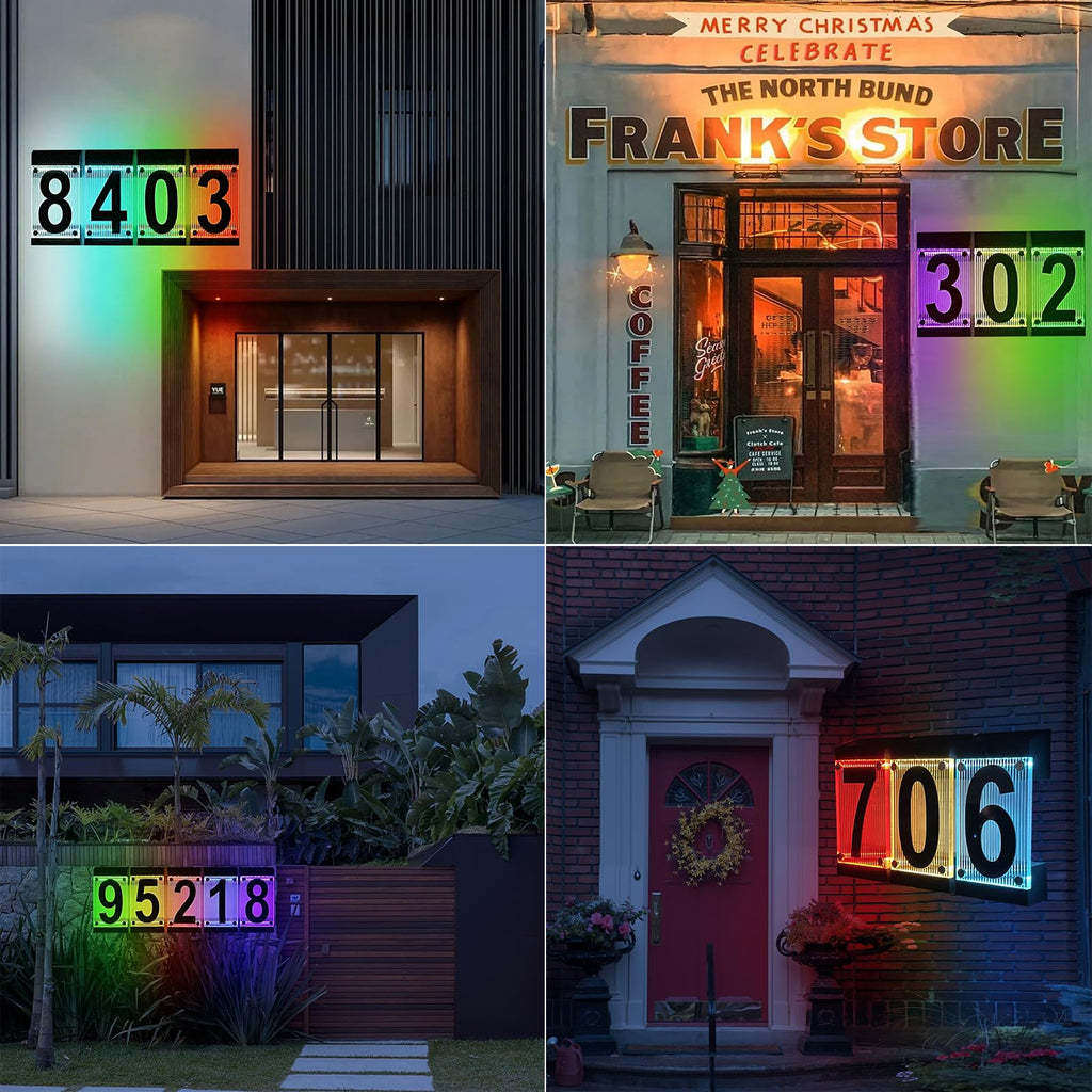 Solar House Numbers for Outside, 3D Acrylic Number Colorful light Remote Control, Solar Address Sign, Lighted Modern