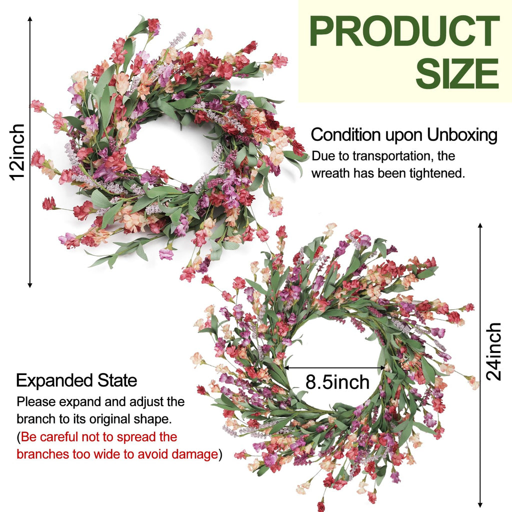 Front Door Wreath 24 Inch Spring/Summer Wreaths for Front Door