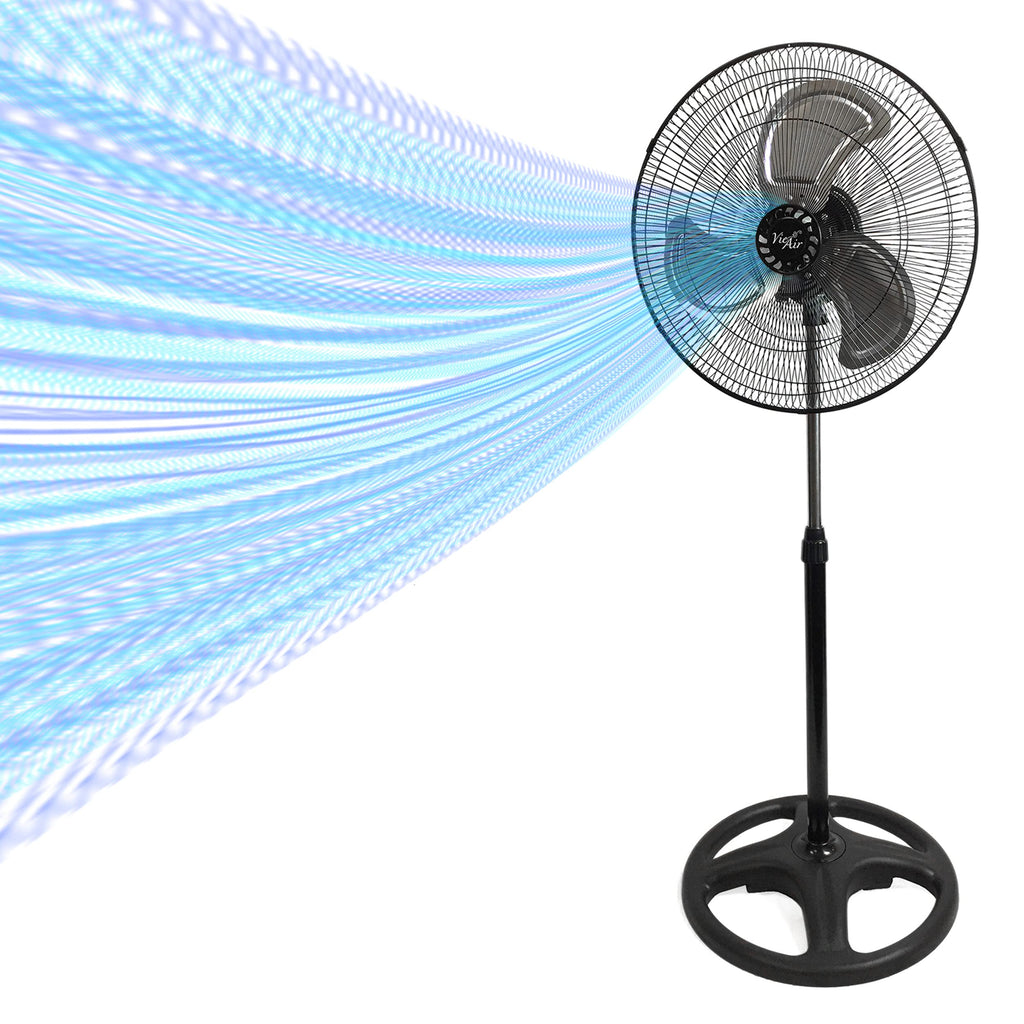 18 Inch Industrial Heavy Duty Pedestal Oscillating Metal Stand Fan, Black