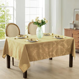 Barcelona Damask Fabric Tablecloth, 60 x 120 Inch Rectangle, Gold - No Iron, Soil Resistant Table Co