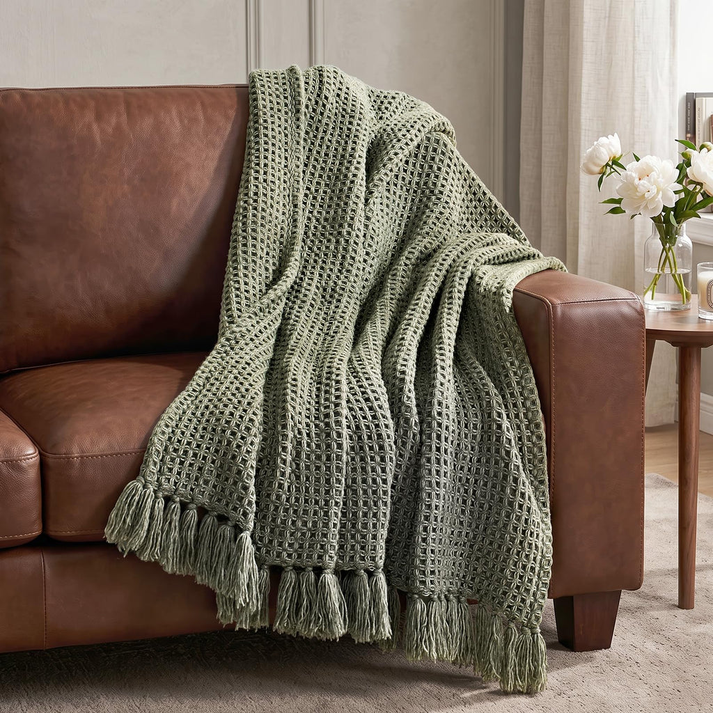 Cozy Soft Halo Waffle Throw Blanket, 60" x 80", Dried Thyme