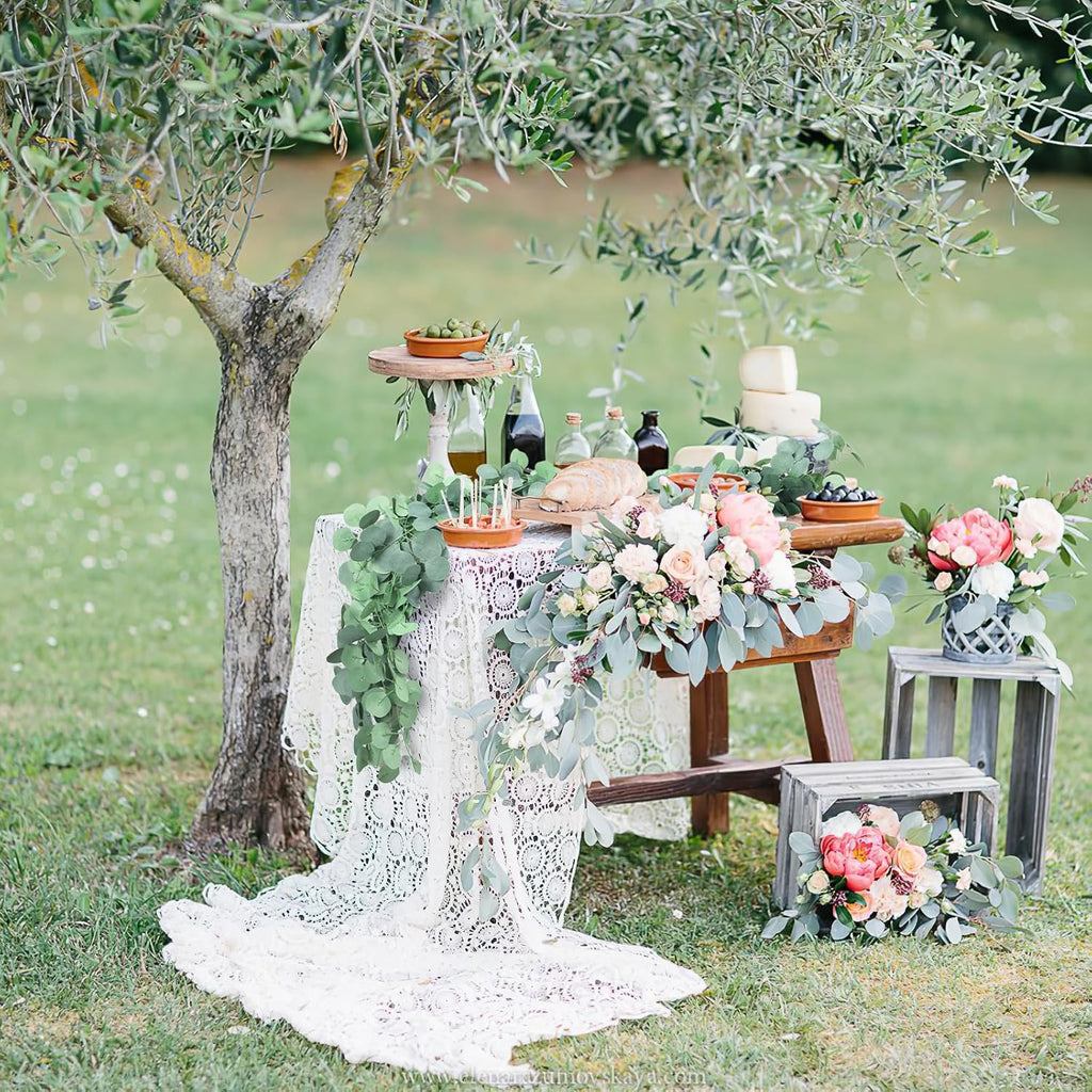 Eucalyptus Garland,Artificial Eucalyptus Leaves Table Greenery Garland Wreath Vines for Wedding Party Table - Set of 72