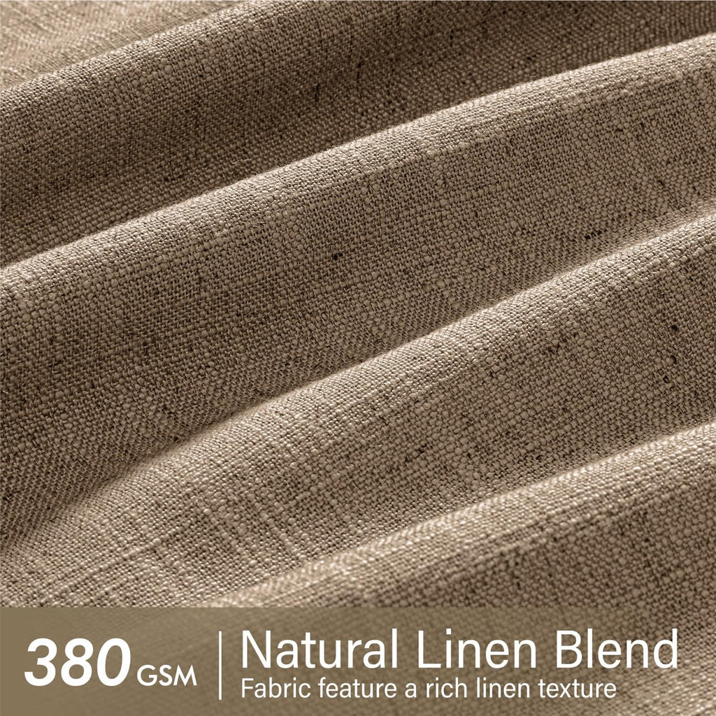 Pinch Pleated Thick Linen Curtains 90 Inches 2 Panels Brown Drapes