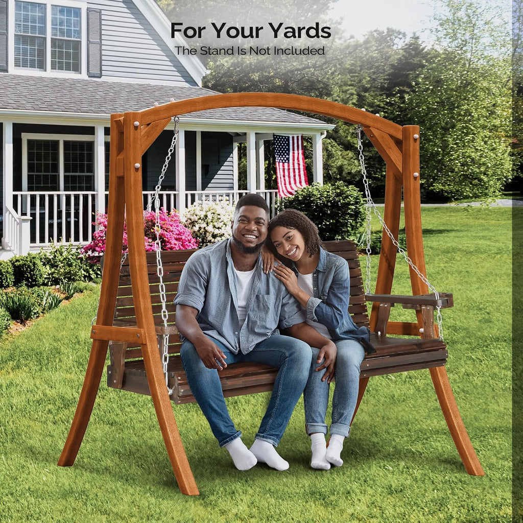 XL 5 FT Pro Wooden Porch Swing with Cup Holders, 880 LBS, Rustic | Heavy-Duty Wood Frame; 880-Lb Capacity; Cup