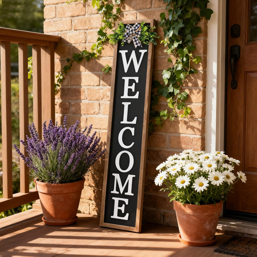 3D Outdoor Welcome Sign, 45"X9", Wood Black