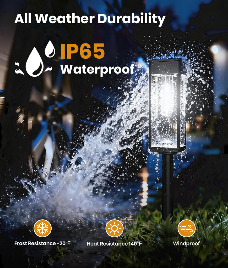 Solar Lawn Lights, 6 Pack, Cool White, 3 Adjustable Heights, IP65